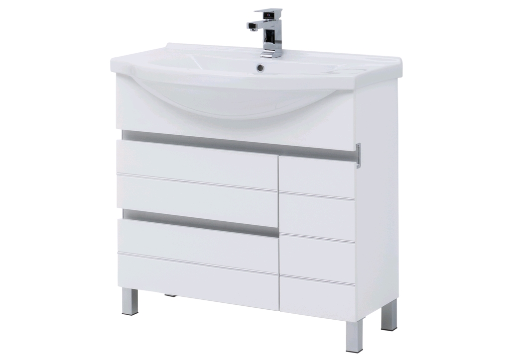 Тумба с раковиной Aquanet Доминика 90 L белый (раковина Эльбрус) 0023840700168865 - Вид №2