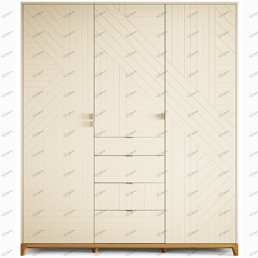 Шкаф трехстворчатый с ящиками кремовый Case №2 THE IDEA  210390 Бежевый 