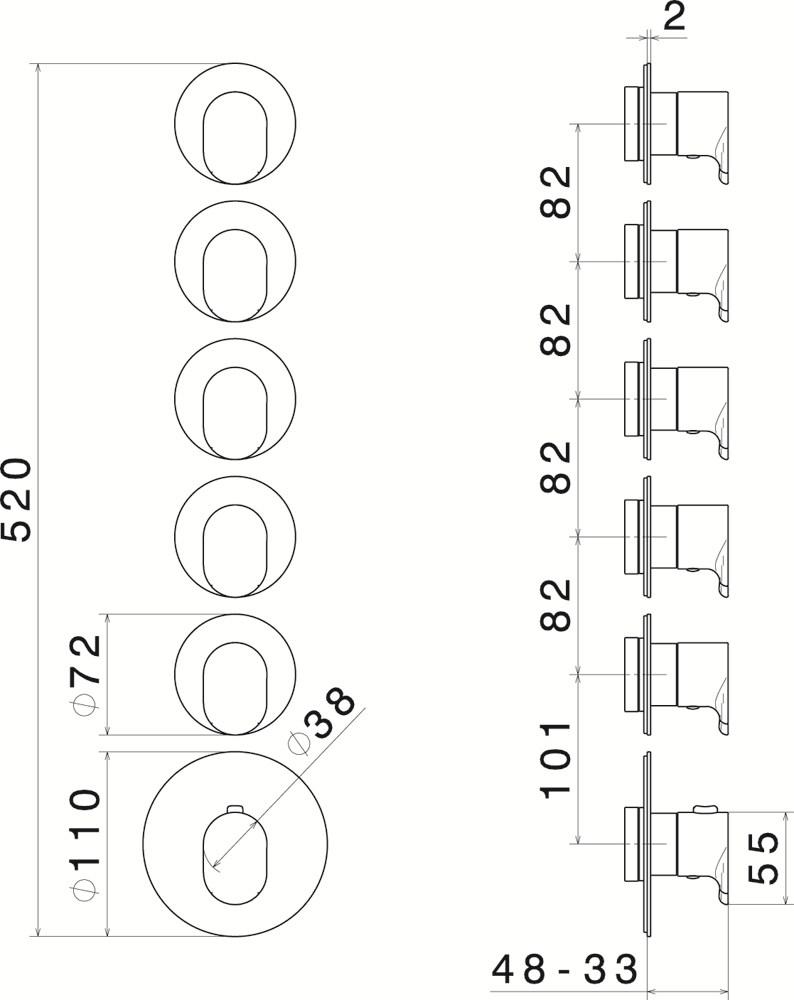 newform Термостатический смеситель для душа Termostatici multiutenza 5 uscite 67632e - Вид №1