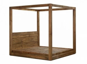 Arrediorg.it® Двуспальная кровать из массива дерева с балдахином Woodside