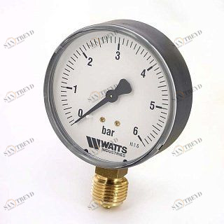 Манометр радиальный F+R200 80 мм 1/2" 6 бар WATTS 10007790