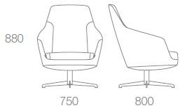 Albaplus Кресло поворотное на четыре спицы с высокой спинкой Folha 2018/083/ita - Вид №4