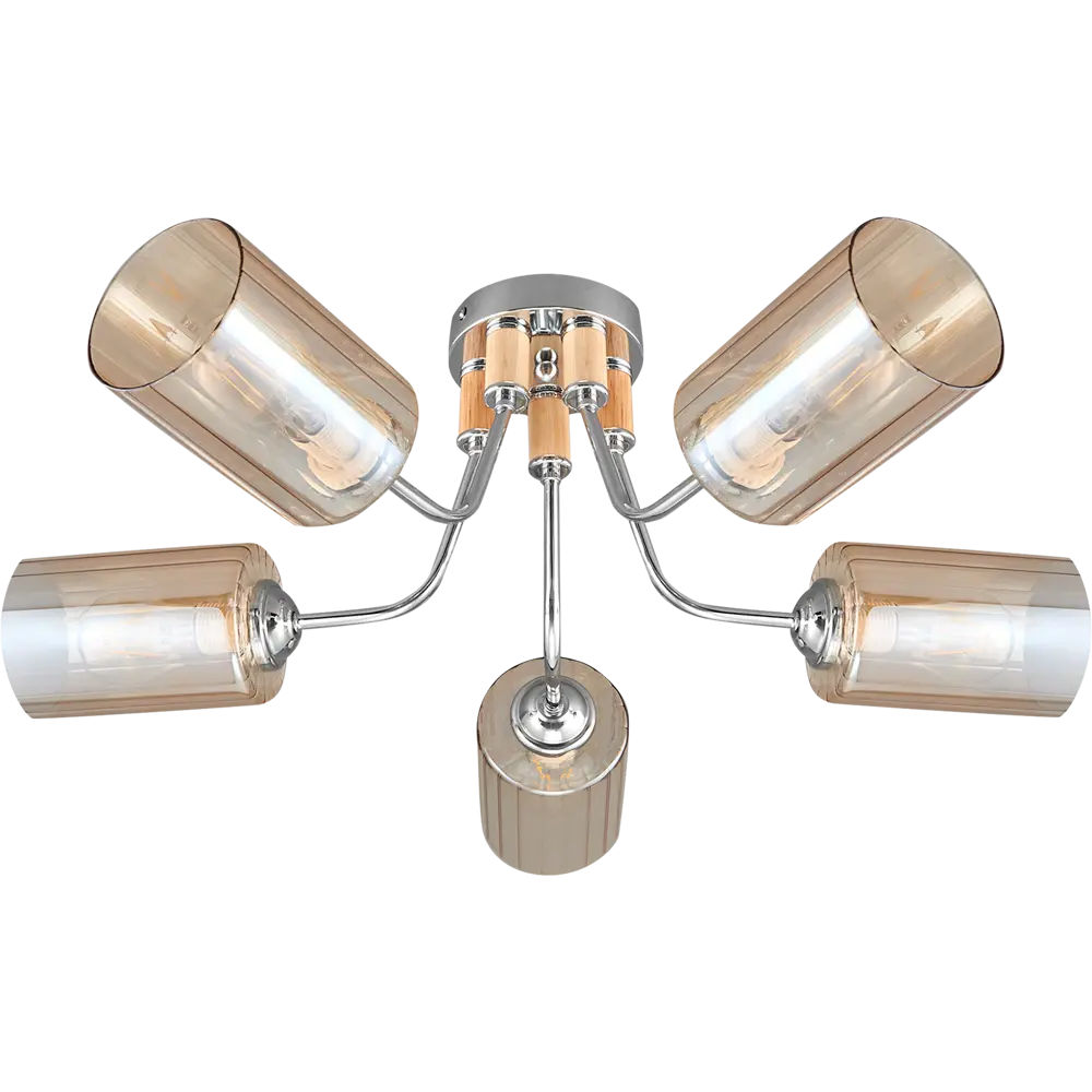 Люстра потолочная JLIGHT GETTI 5 лампы 24 м², цвет хром 84534226 STLM-2106125 