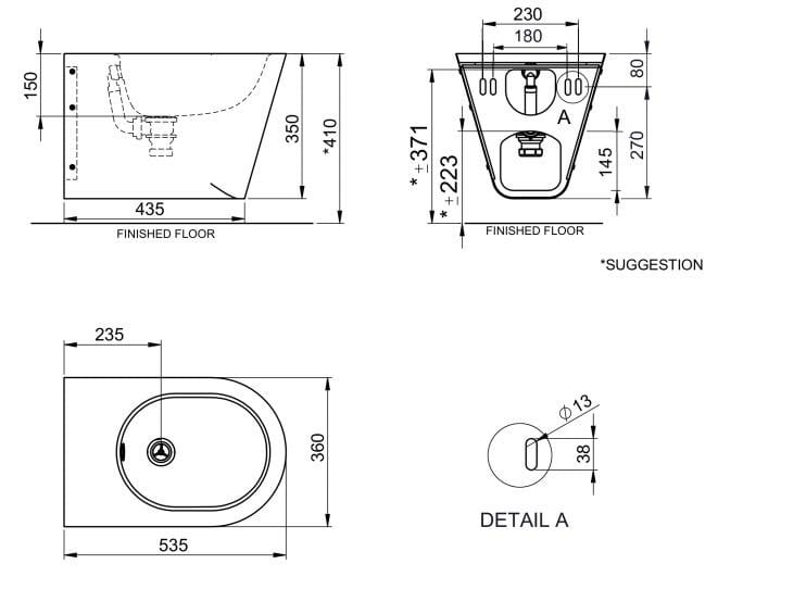 Подвесное биде из нержавеющей стали Thermomat 2055 ARCH-00116261 - Вид №2