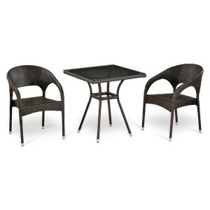 Мебель садовая, столик и стулья коричневые на 2 персоны Vipa AFINA  130535 Коричневый