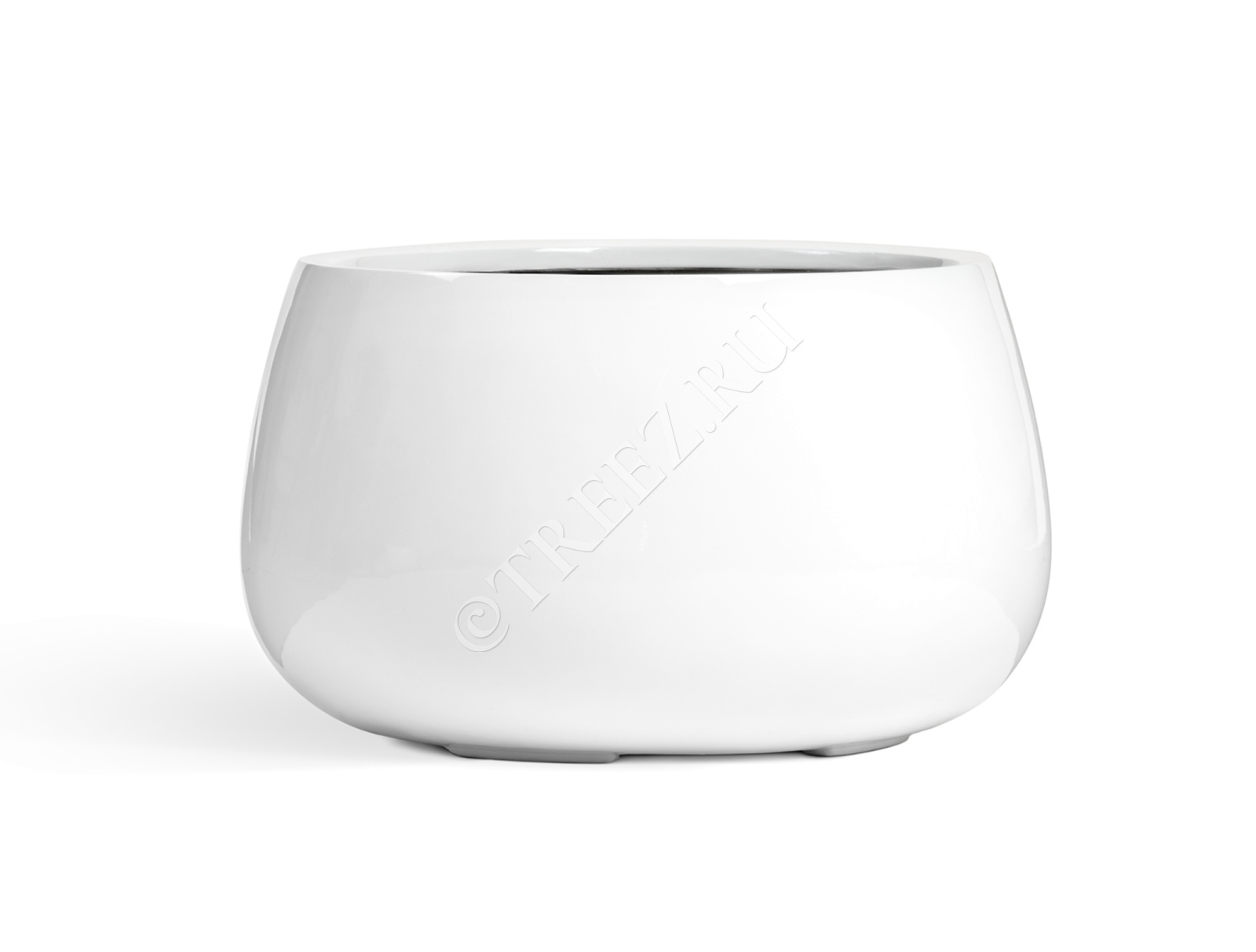 41.3321-05-067-WH-34 Кашпо  Effectory - серия Gloss - Низкая чаша - Белый глянцевый лак Цветочная коллекция  - Вид №2