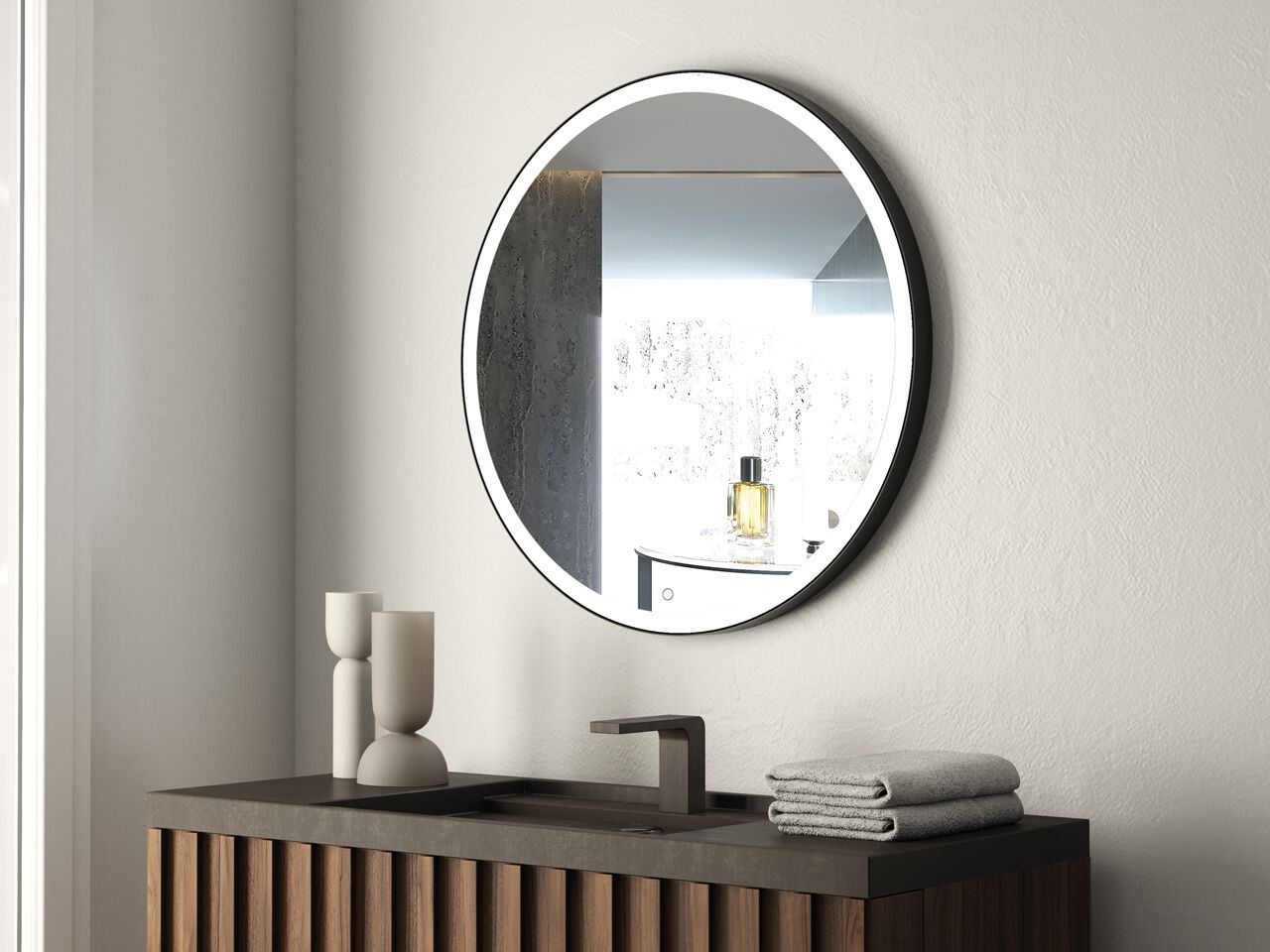 Круглое зеркало со встроенным освещением для ванной комнаты GEDY MARC ARCH-00039560 - Вид №1