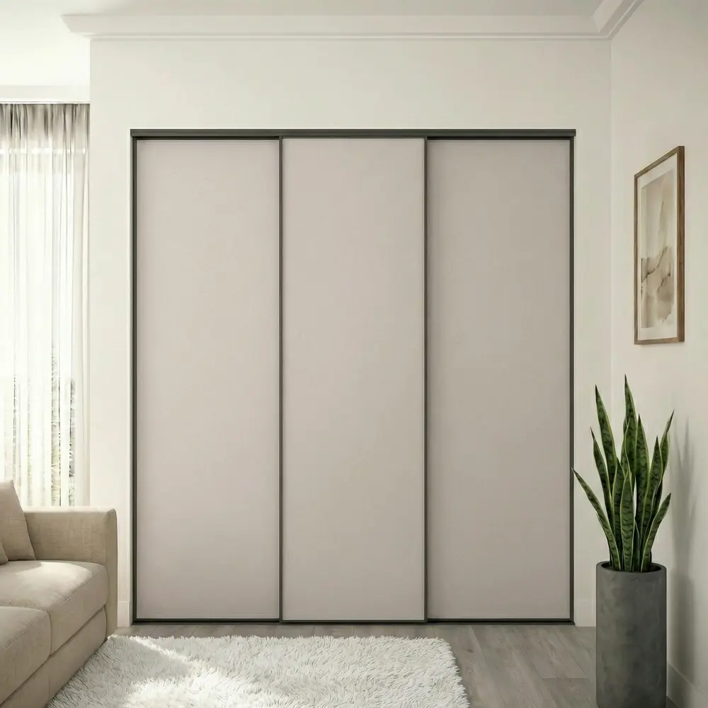 Дверь-купе KONSENSA 225.5x60.4 см МДФ цвет кашемир профиль черный узкий STLM-2108587 - Вид №12