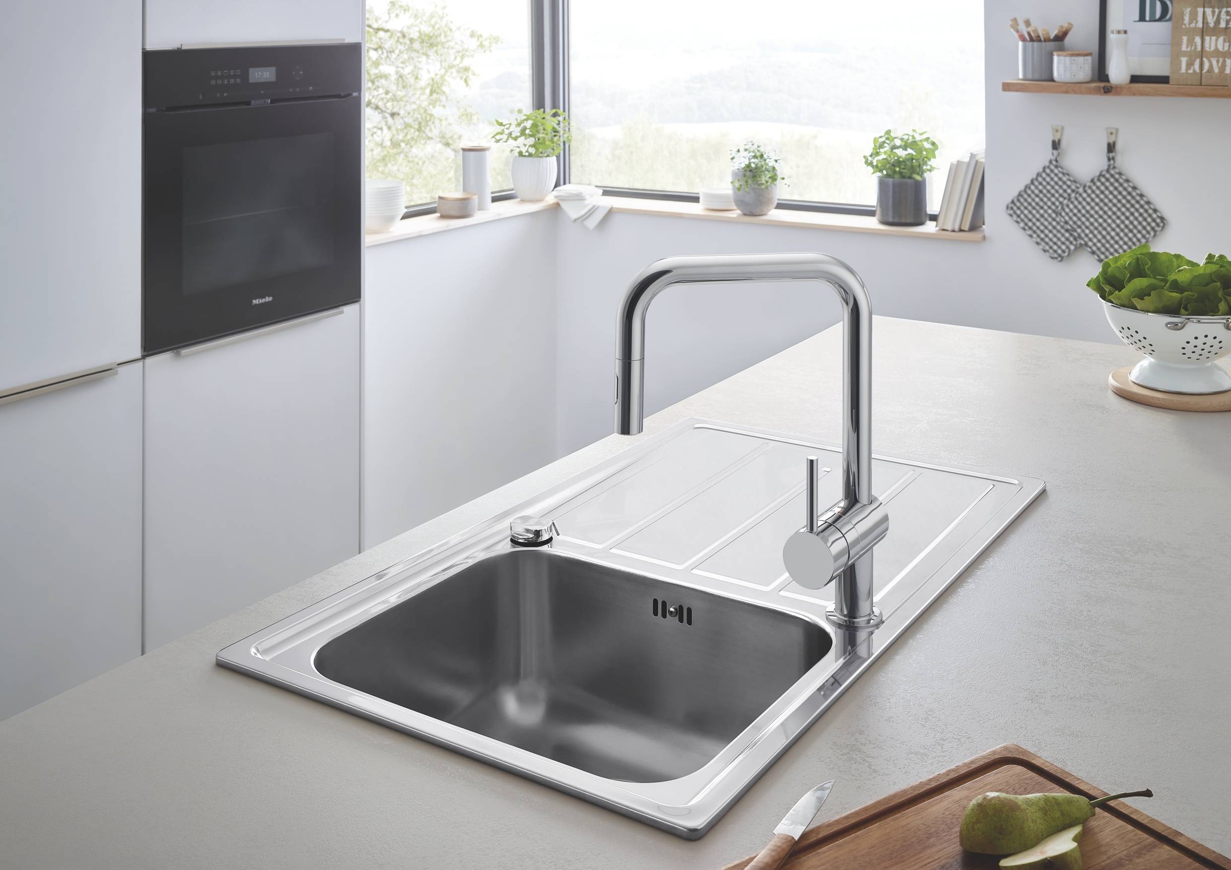 Смеситель для кухни GROHE Minta с выдвижным изливом, хром (32322002) - Вид №3