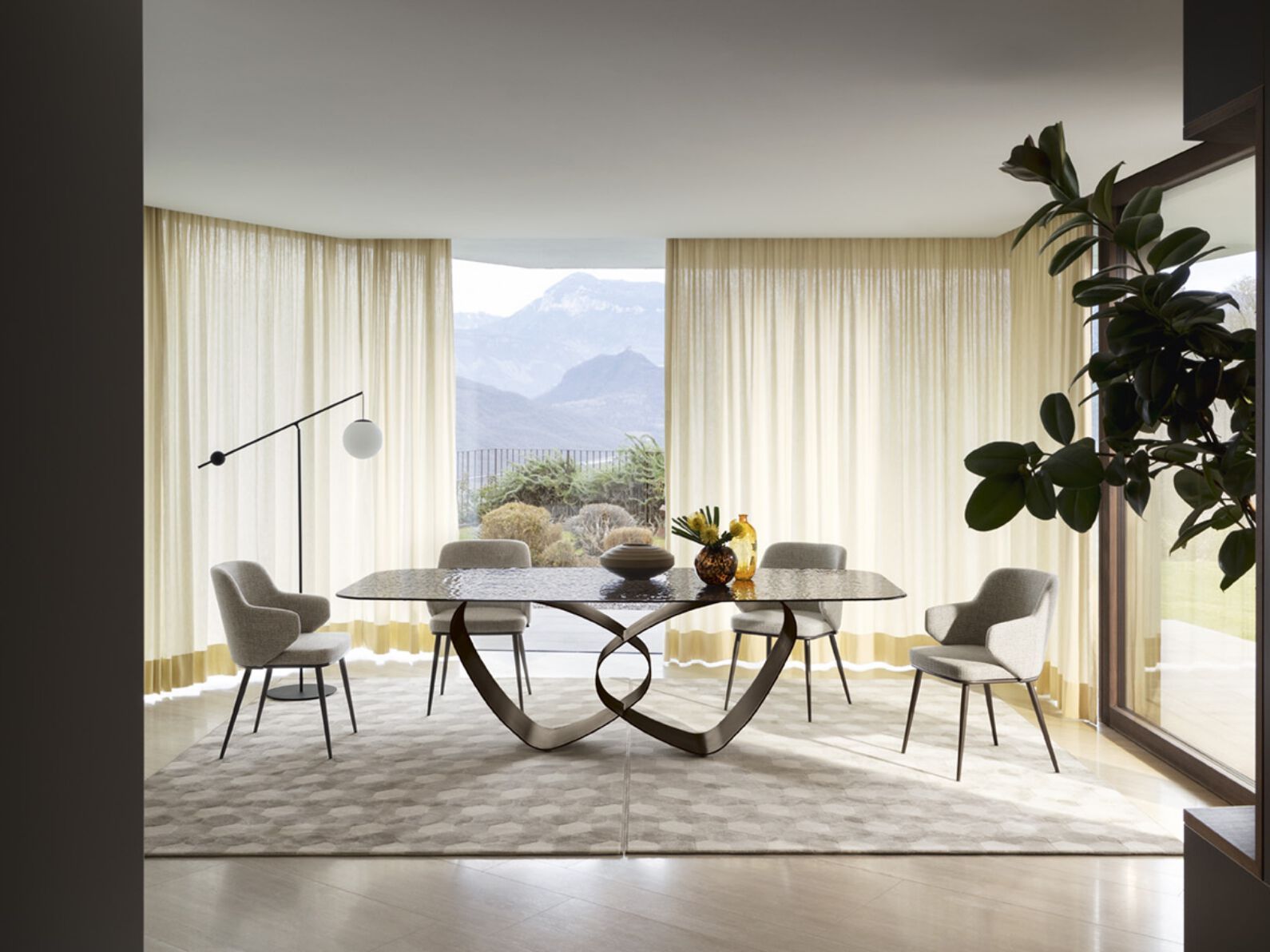 Стол со стальным основанием и верхом из закаленного стекла Calligaris BREEZE ARCH-00069548 - Вид №1