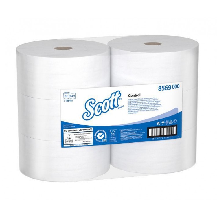 8569 Kimberly Clark Туалетная бумага рулонная Kimberly-Clark Scott Controll 8569 2-слойная 6 рулонов по 314 м 