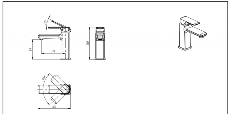 Смеситель для умывальника Freya F1367400CP-RUS bravat  - Вид №1