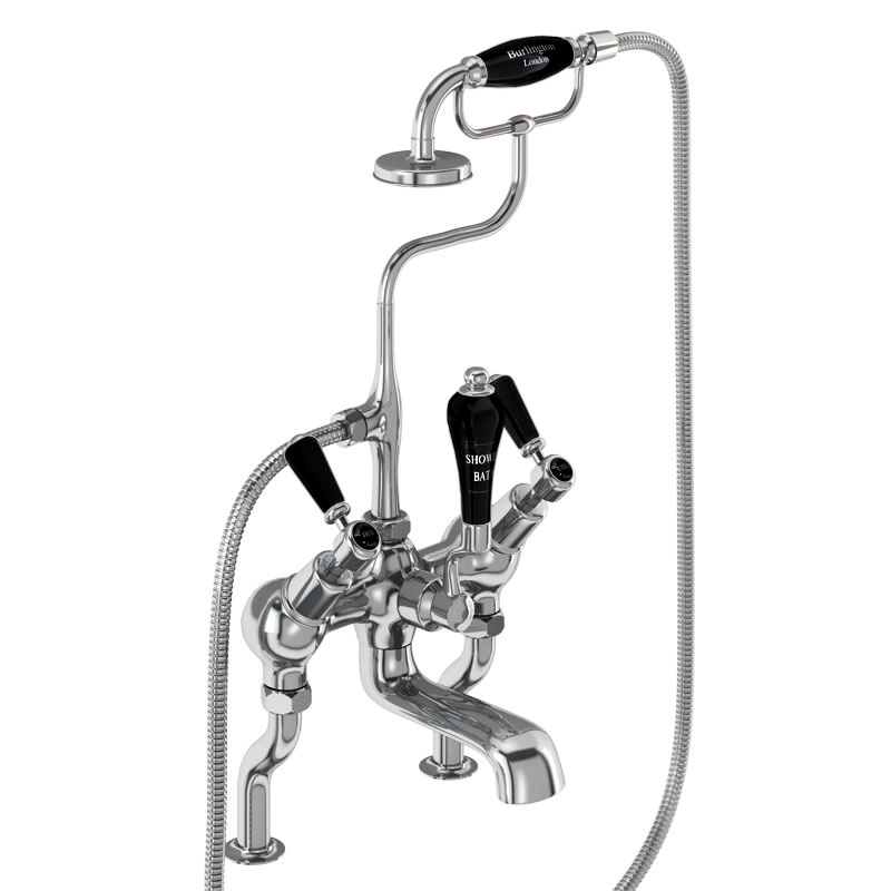 Burlington Кенсингтонский угловой смеситель для душа для ванны, установленный на стойке Четверть оборота с белым акцентом KE19  - Вид №1