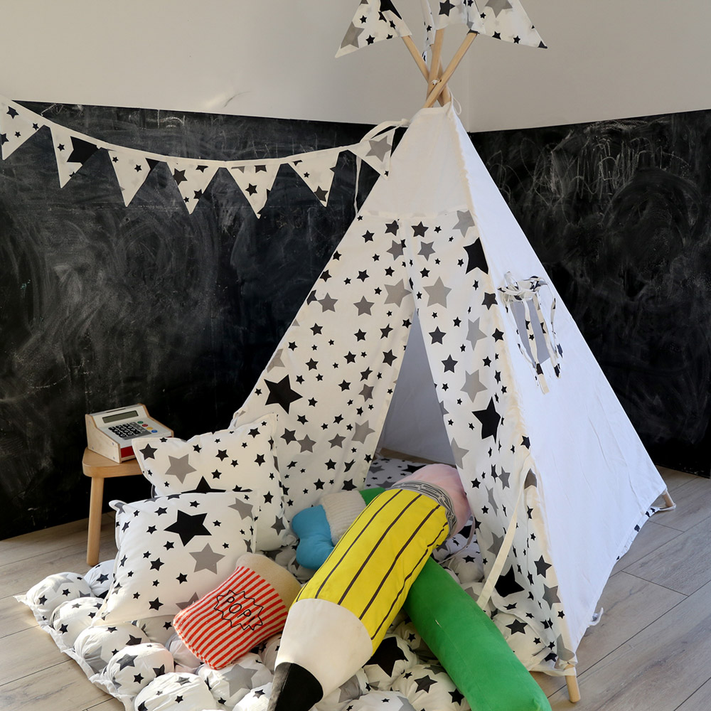 Вигвам Black Stars с окном,карманом и флажками VAMVIGVAM BLACK STARS 281904 Белый;черный Santreyd  - Вид №3