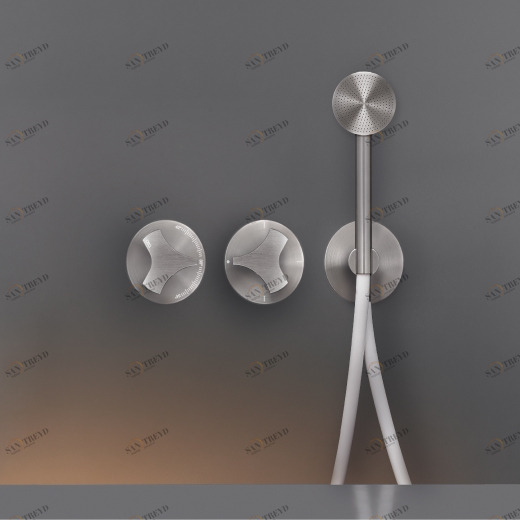 Настенный термостатический смеситель набор для ванной / душем с системой Acqua Stop, 2/3 ходовой переключающий и круглый душ рука Ø 65 мм  ZIQ71Y CEADESIGN 