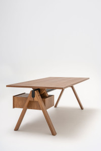 Деревянный секционный прямоугольный стол с ящиками