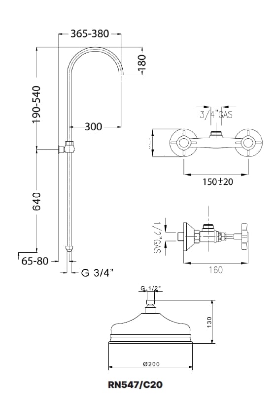 Душевая колонна с душем и ручным душем Gaia Mobili Complements ARCH-00089283 - Вид №2