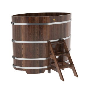 1183 Купель овальная из лиственницы 1,08х1,75х1,4 морёная премиум Alyarus