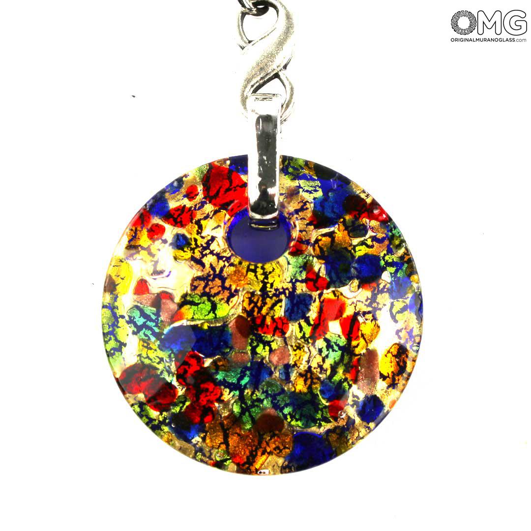 3800 ORIGINALMURANOGLASS Брелок для ключей с золотом/серебром - муранское стекло OMG 20 см  - Вид №1