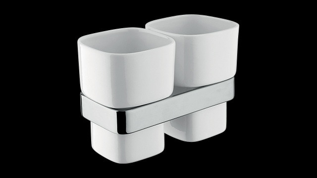 MO154 Стакан, двойной, настенный, керамический bagno&associati MODULO Bagno & Associati