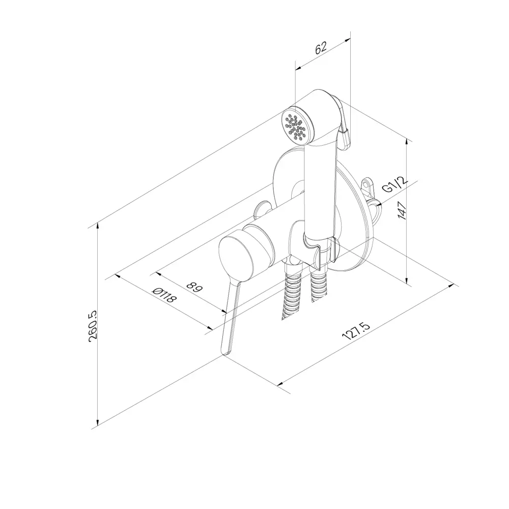 Гигиенический душ Iddis Odda ODDWTR0i08, набор со смесителем, цвет белый матовый STLM-2077864 - Вид №2