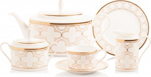10672772 Noritake Сервиз чайный Noritake Трефолио,золотой кант на 6 персон 21 предмет, фарфор Фарфор