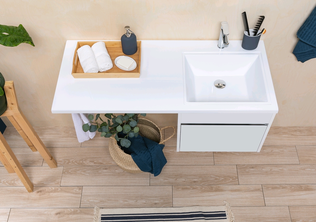 Тумба с раковиной Aquanet Токио 110 R белый (подвесная, 1 ящик) 0023691500235498 - Вид №16