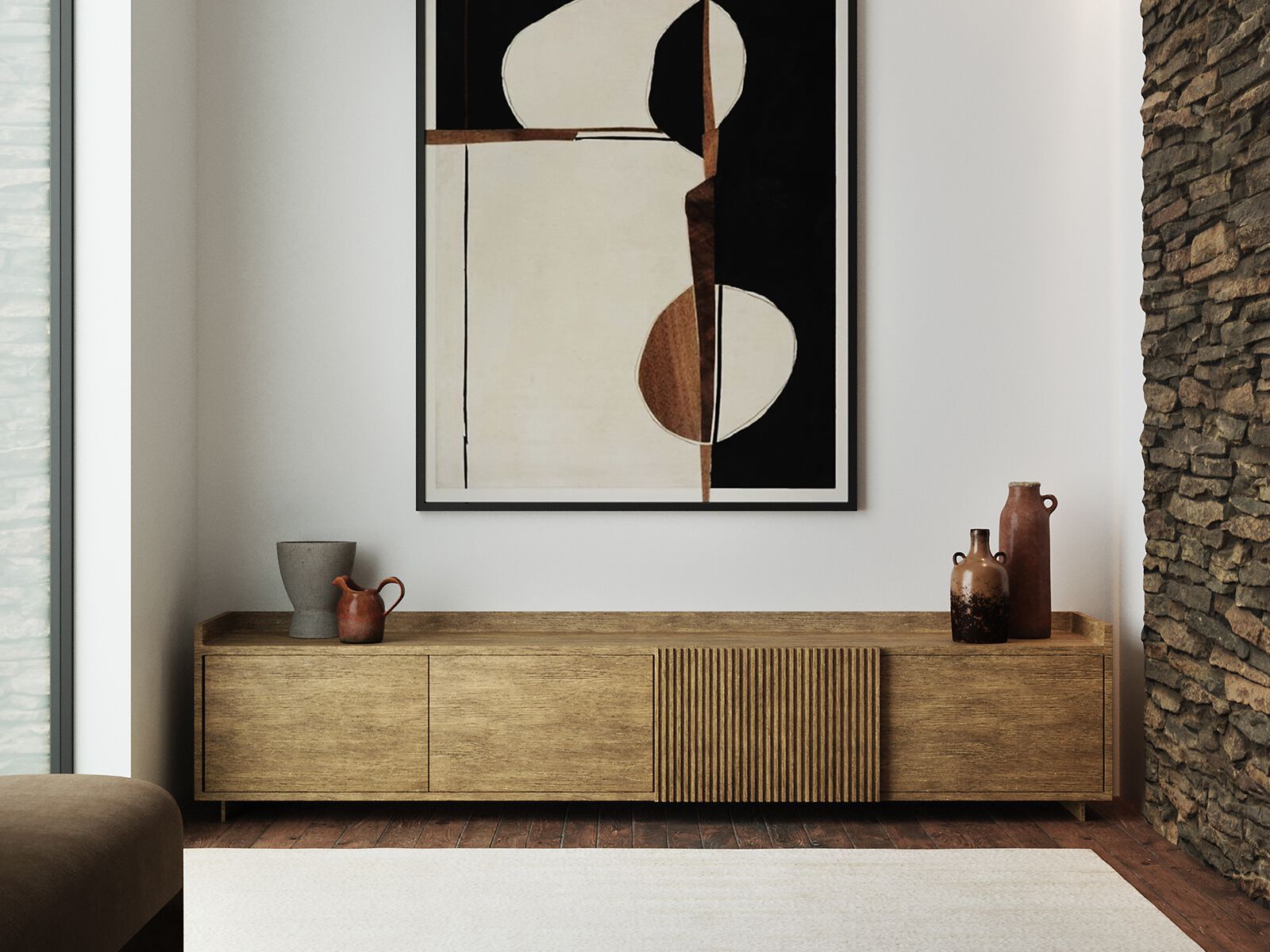 Низкий деревянный шкаф для телевизора с распашными дверцами ANA ROQUE INTERIORS ARCH-00039405 - Вид №1