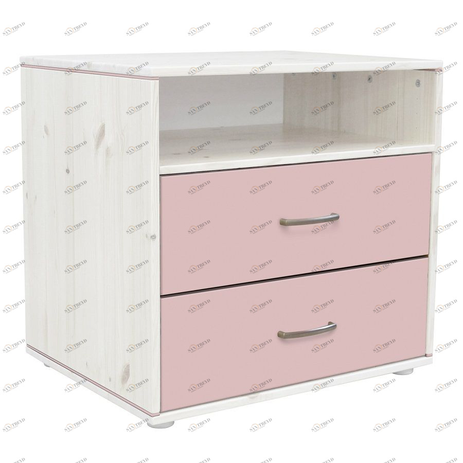 Комод Flexa Classiс storage с 2 выдвижными ящиками и 1 полкой, белый/искусственно состаренный/розовы 812431466