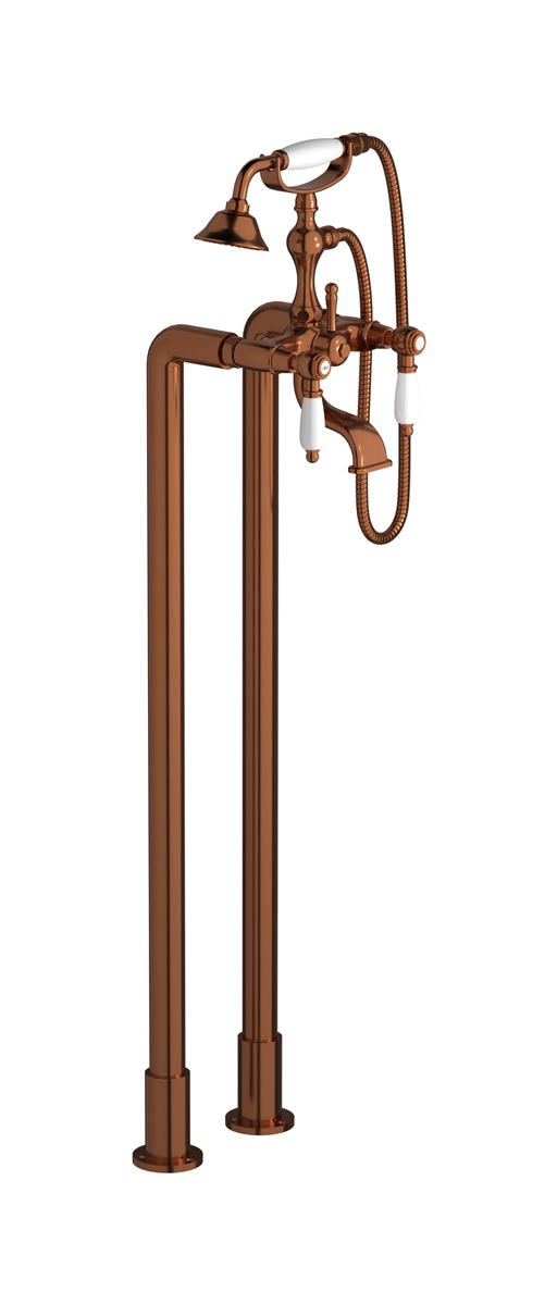 Напольный смеситель для ванны с 2 колоннами и душевым гарнитуром. WE ARE IB hl700rr_2 Antique Copper Hermes