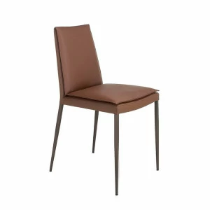 Стул из экокожи с коричневыми металлическими ножками темно-коричневый от Angel Cerda ANGEL CERDA ДИЗАЙНЕРСКИЕ, C500 00-3865567 Коричневый