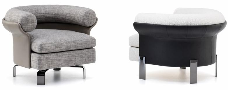 Minotti Вращающееся кресло из ткани с кожаной оболочкой Mattia sun-id-1389040 - Вид №1