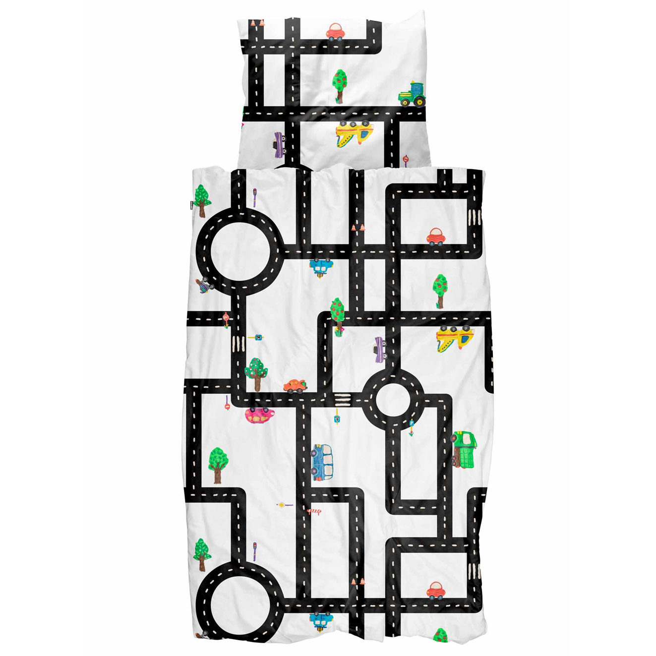 Детское постельное белье односпальное "Игрушечный трек" 150х200 см SNURK  335431 Белый;черный  - Вид №7
