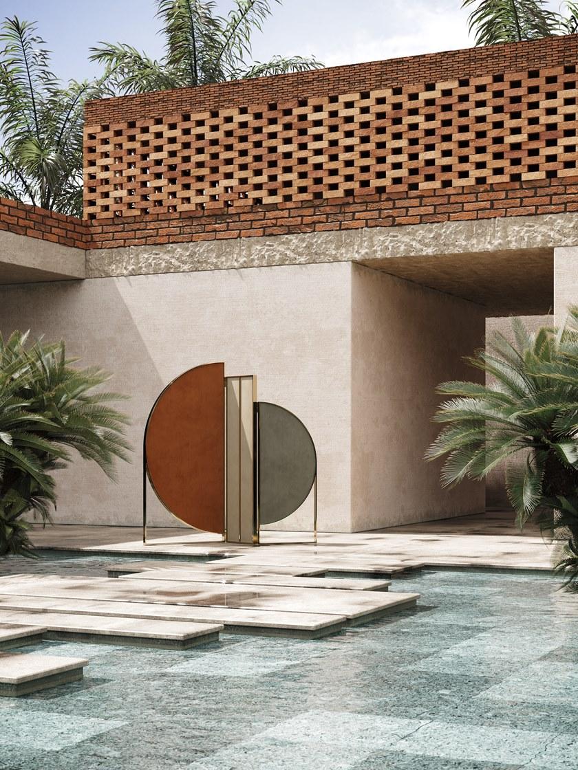 Domkapa Бархатный экран и структура из стали, полированной золотом  Dkm7  - Вид №2