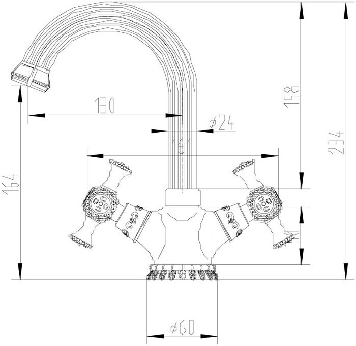 Смеситель ZorG Antic A 6008U-BR для раковины, бронза - Вид №1