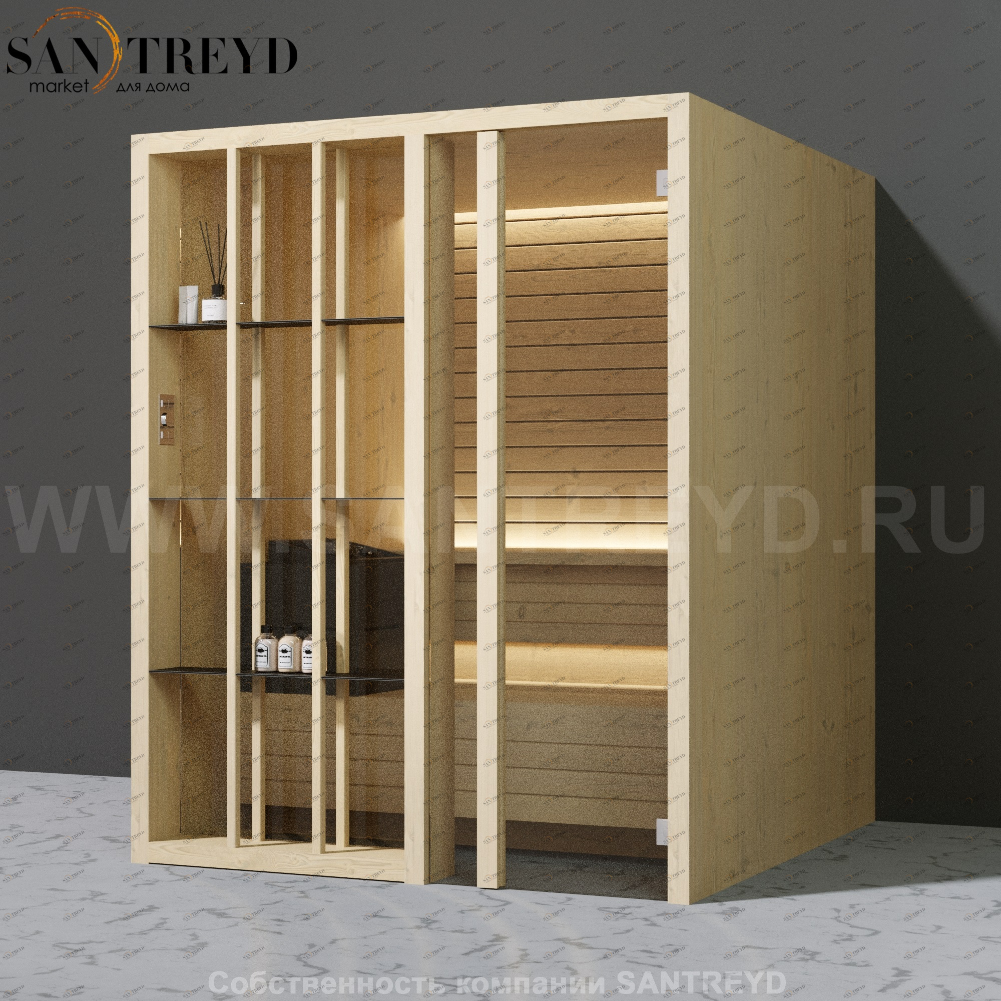 Effegibi YOKU.S60 SA.70100015 Сауна с правой дверью. Мощность: 6 кВт макс. Размеры: длина 174 см, ширина 170 см. Отделка: осина термообработанная SA70100015