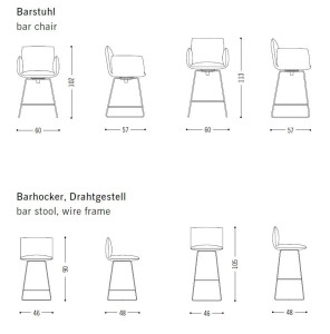 Высокий поворотный стул из ткани
