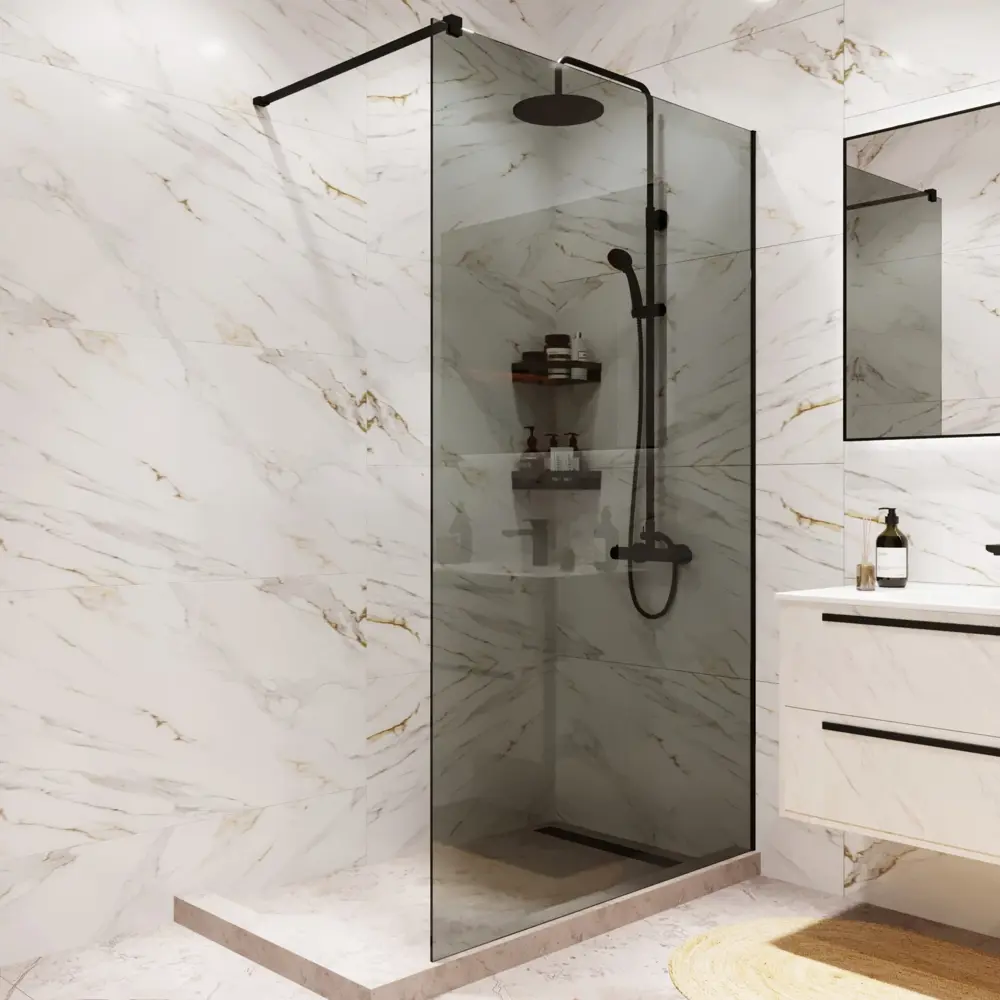 Душевая перегородка Mebelvann 90×200 см с черным профилем и тонированным стеклом 89372133 STLM-1480533 - Вид №4