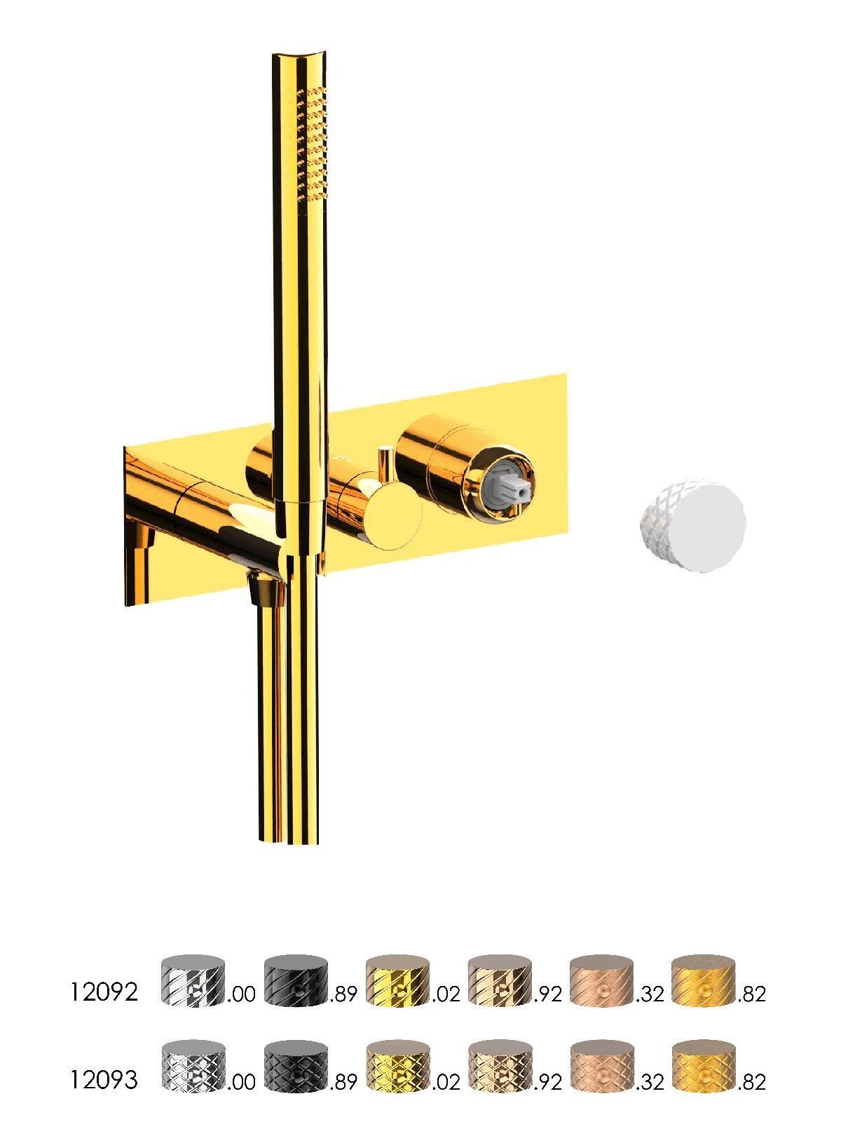 Настенный смеситель для ванны с 3 отверстиями и ручным душем Rubinetterie Frattini отдельная эстетика ARCH-00105690 - Вид №7