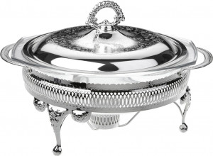 10613121 Queen Anne Мармит круглый с подогревом, с крышкой Queen Anne 29х25х19см, сталь, стекло, посеребрение Сталь нержавеющая с посеребрением, стекло