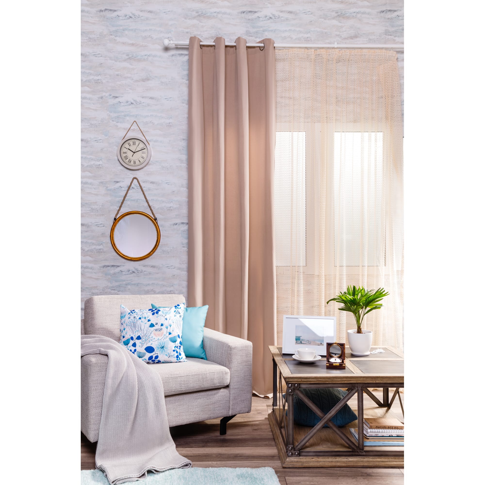 18205750 Тюль на ленте «Октавия» 250х260 см цвет шампань Santreyd  - Вид №6