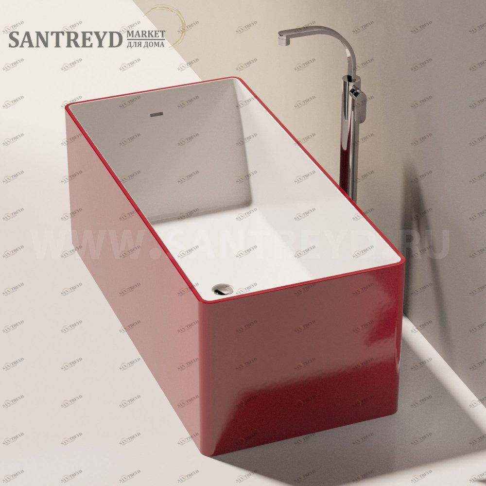 Ванна свободностоящая WASH 150 см красная Ceramica Flaminia MW150BCRED