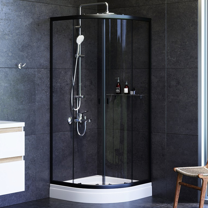 W88G-205-080BT Twin Slide Душевое ограждение без поддона 80x80 профиль черный AM.PM X-Joy 