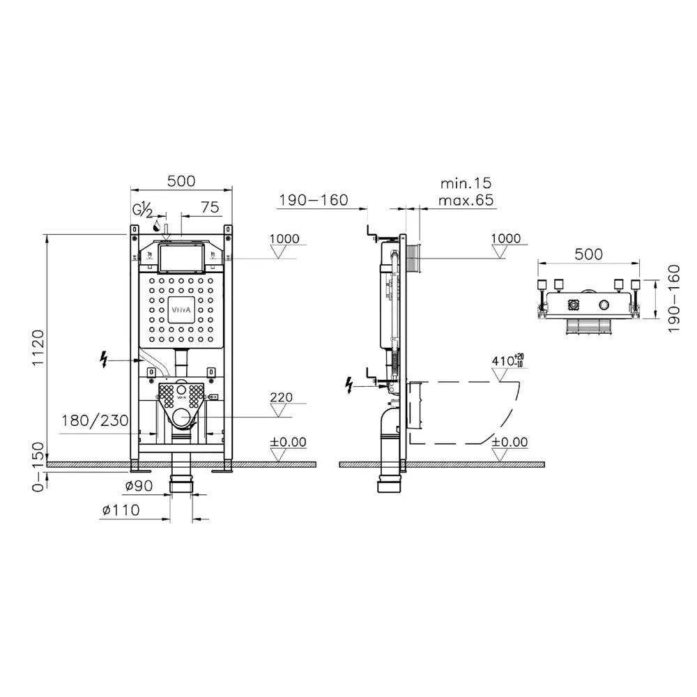 Комплект инсталляция с унитазом Vitra Allegro STLM-2198446 - Вид №6