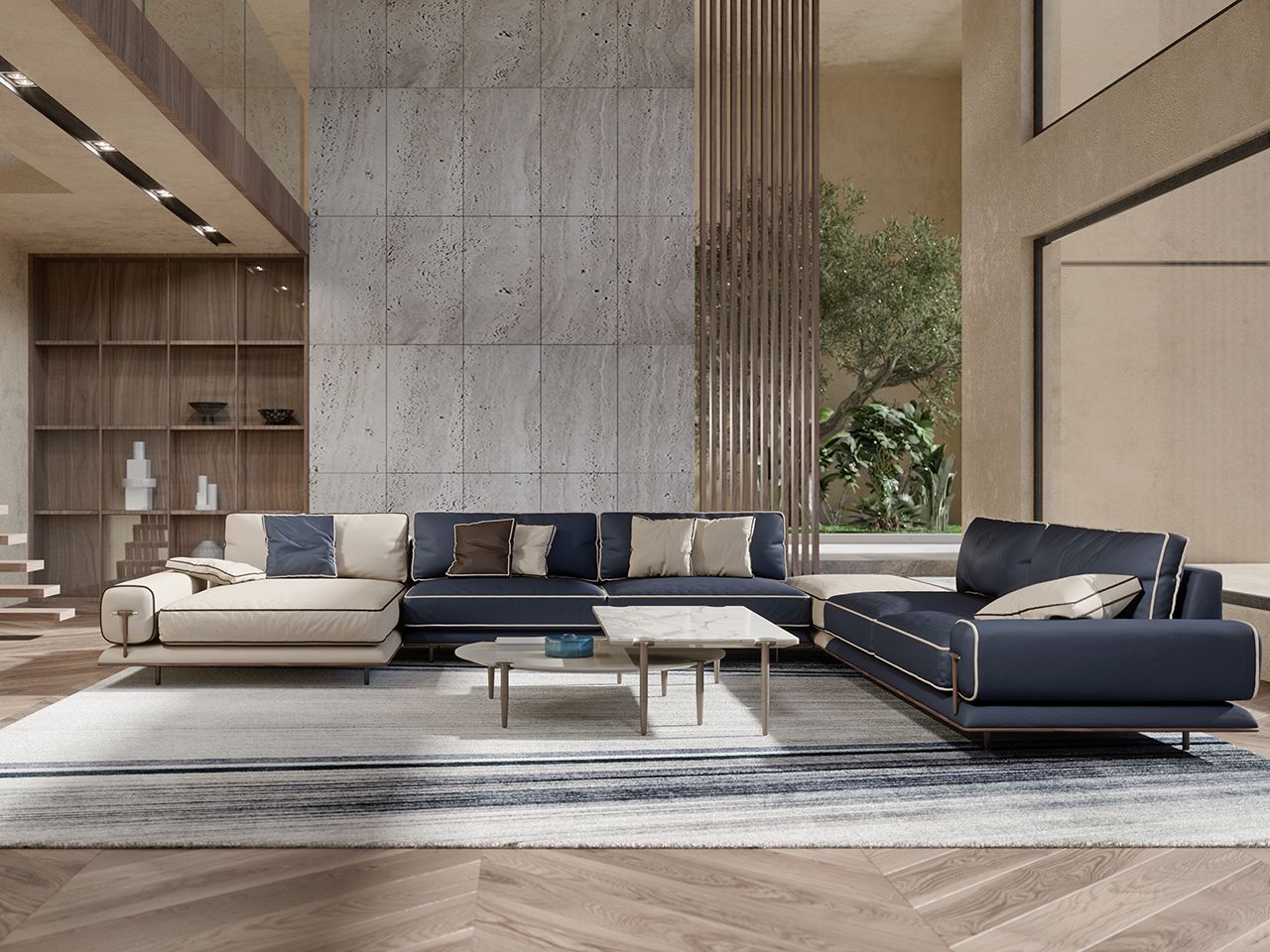 Кожаный модульный угловой диван Turri ARCH-00145432 - Вид №2