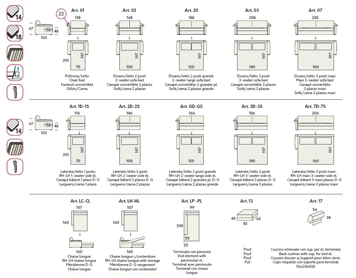 Двуспальный диван-кровать из ткани Felis Day &amp ARCH-00066878 - Вид №10