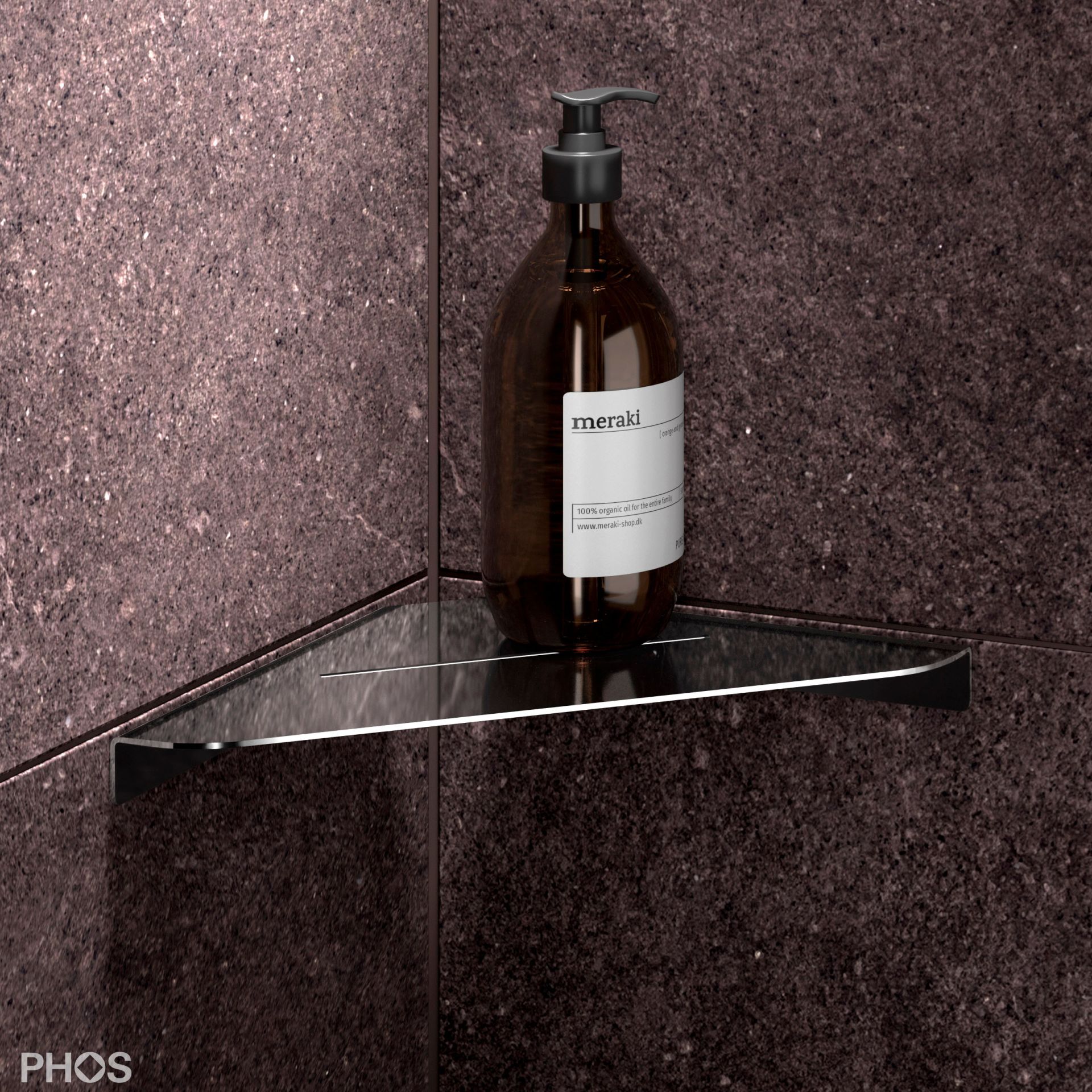 DAE230PL Привинчиваемая угловая душевая полка, 23 x 23 см, полированная PHOS  - Вид №3