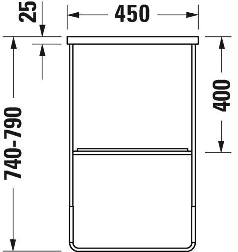 0031151000 Консоль металлическая напольная ** DuraSquare #003115 565 x 451 мм
Хром Хром Duravit - Вид №2