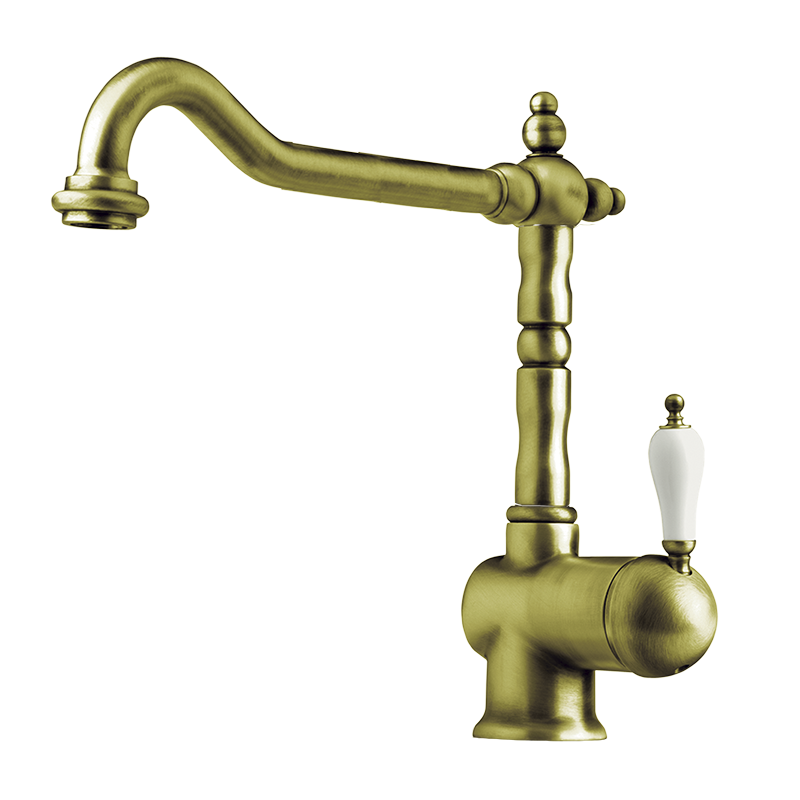 960799 BASIC/PREMIUM Ретро носик 1866 Смеситель для мойки Старая Латунь GRB MIXERS 