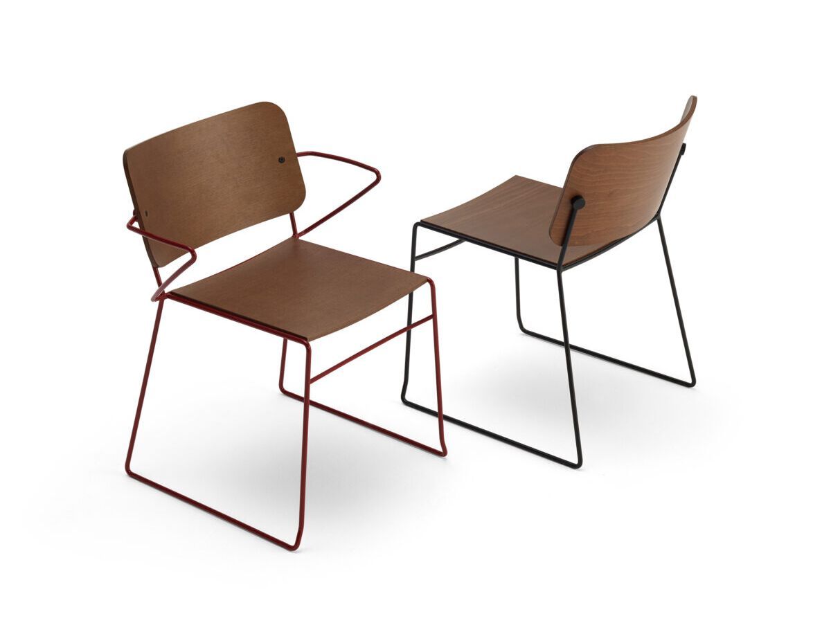 Стул из стали и ясеня Billiani Button Down ARCH-00145849 - Вид №1